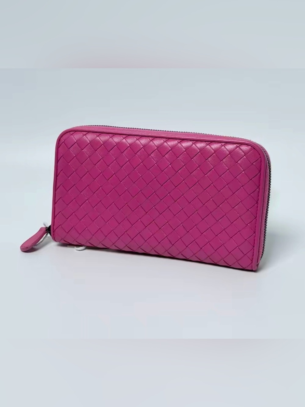 Bottega Veneta FULL SET Fuchsia Intrecciato Zip-Around Wallet! - Picture 3 of 7